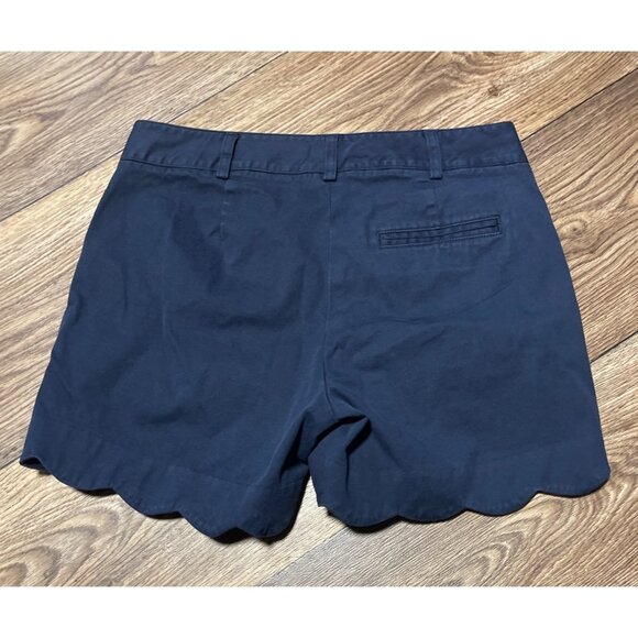 J.McLaughlin Navy Blue Scalloped Hem Cotton Blend Womens Shorts Size 0 - Picture 2 of 6